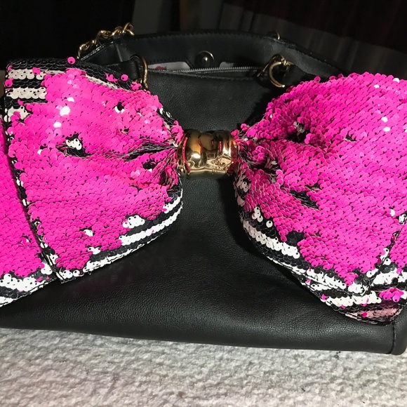 Betsey Johnson Satchel with Bow Lesque Sequins - Picture 6 of 6